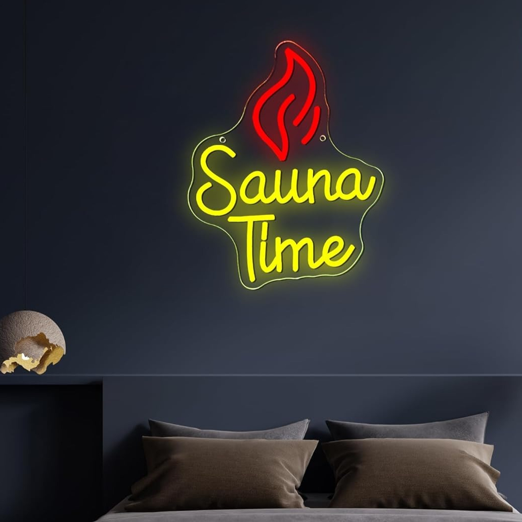 Неоновая вывеска «Sauna Time»  – обзор и цена Spa Wellness Gym